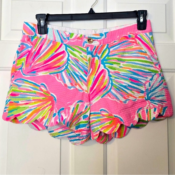 Lilly Pulitzer Buttercup Shorts Sz 6 Neon Colors Scalloped Edge Pink Blue Green - Picture 1 of 9